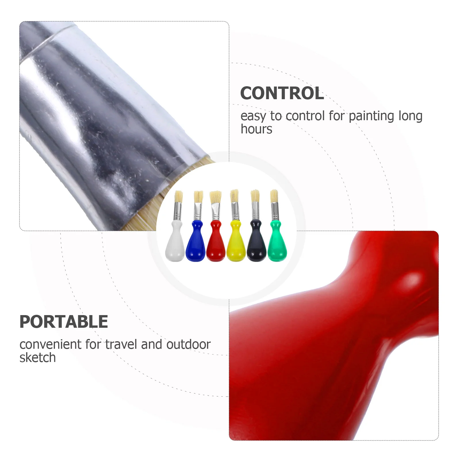 Pinceau de peinture réutilisable, 6 pièces, outils d'interconnexion professionnels en plastique, fourniture pour tout-petits