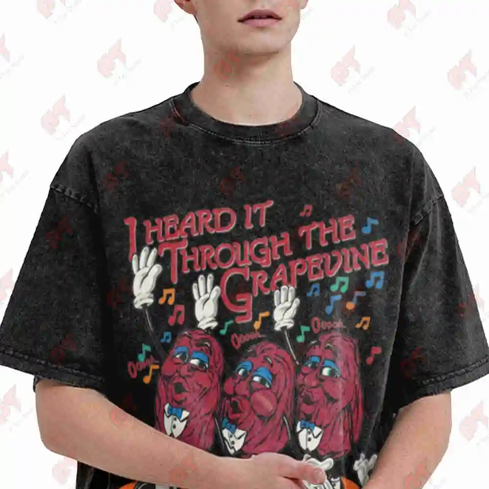 The California Raisins I Heard It Through Grapevine Vintage Washed Tee Pure Cotton T-Shirt