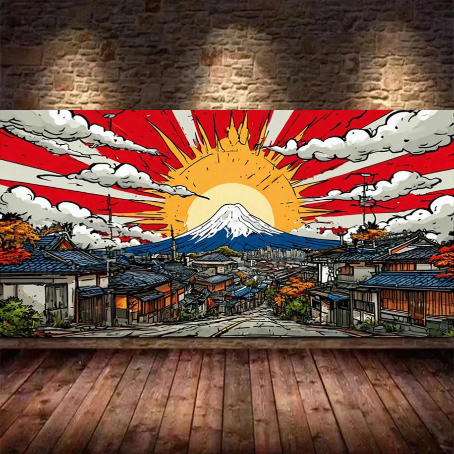 Diy Diamond Painting New Collection Abstract Sunrise Mount Fuji Temple Full Drill Large Size Scenery Mosaic Embroidery Picture