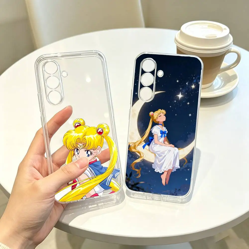 Чехол для телефона с изображением аниме персонажей Sailor Moon (Сейлор Мун) и Usagi Tsukino, прозрачный, силиконовый, мягкий, для Samsung A10, 12, 20, 21S, 30, 31, 40, 50, 51, 52, 70, 71