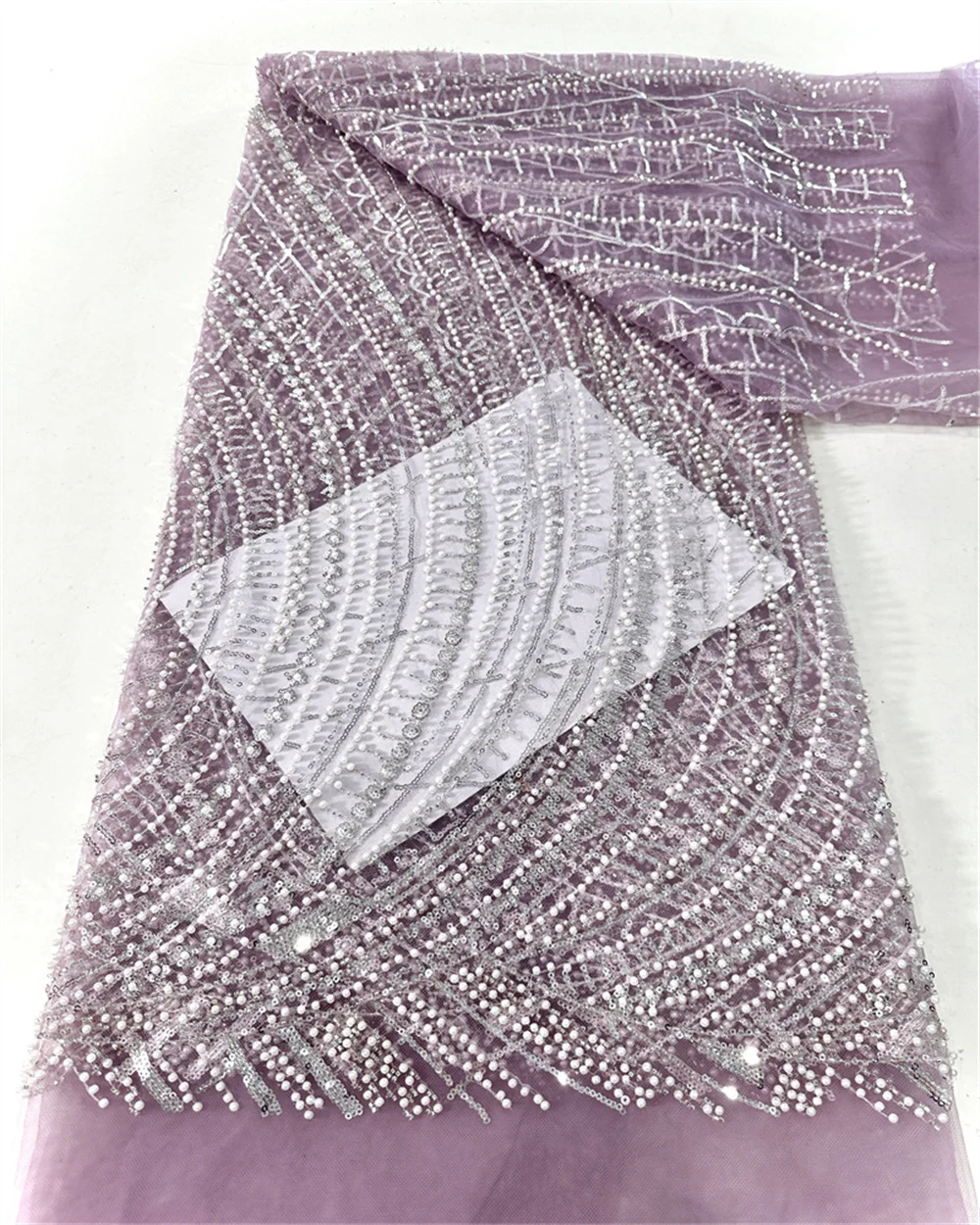 

Luxury African Sequins Beaded Lace Fabric 2025 High Quality Groom Nigerian Wedding Bridal Embroidery French Tulle ST30KM-16