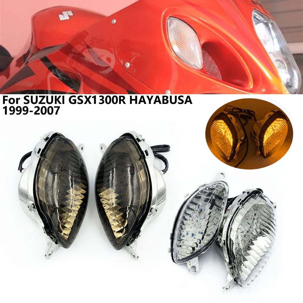 For Suzuki Hayabusa GSXR1300 GSX1300R 1999 2000 2001 2002 2003 2004 2005 2006 2007 Front Turn Signals Blinker LED Light