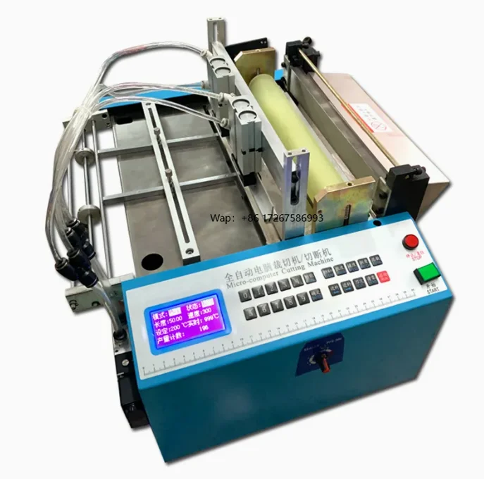 قاطع الحزام الكهربائي الأوتوماتيكي، شريط ملون من النايلون، شفرة ناقل ساخنة/باردة، تقنية قطع البلاستيك/الرقائق المعدنية #1