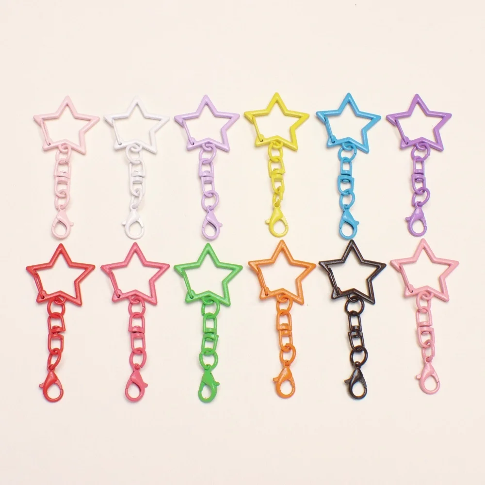 5/10/20pcs Colorful Star Keyring Lobster Clasp Hooks With Adjustable Buckle For Making Keychain DIY Bags Jewelry Accessories