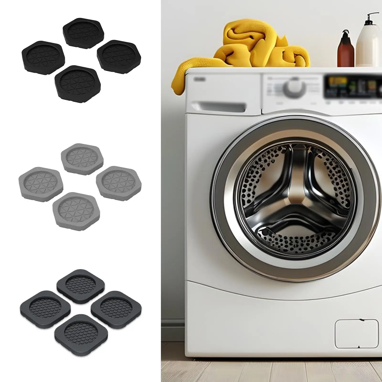 4Pcs Anti Vibration Pads Stabilizer Stop Walking Shock Absorption Multipurpose Anti Slip for Dryer Refrigerator Home Furniture