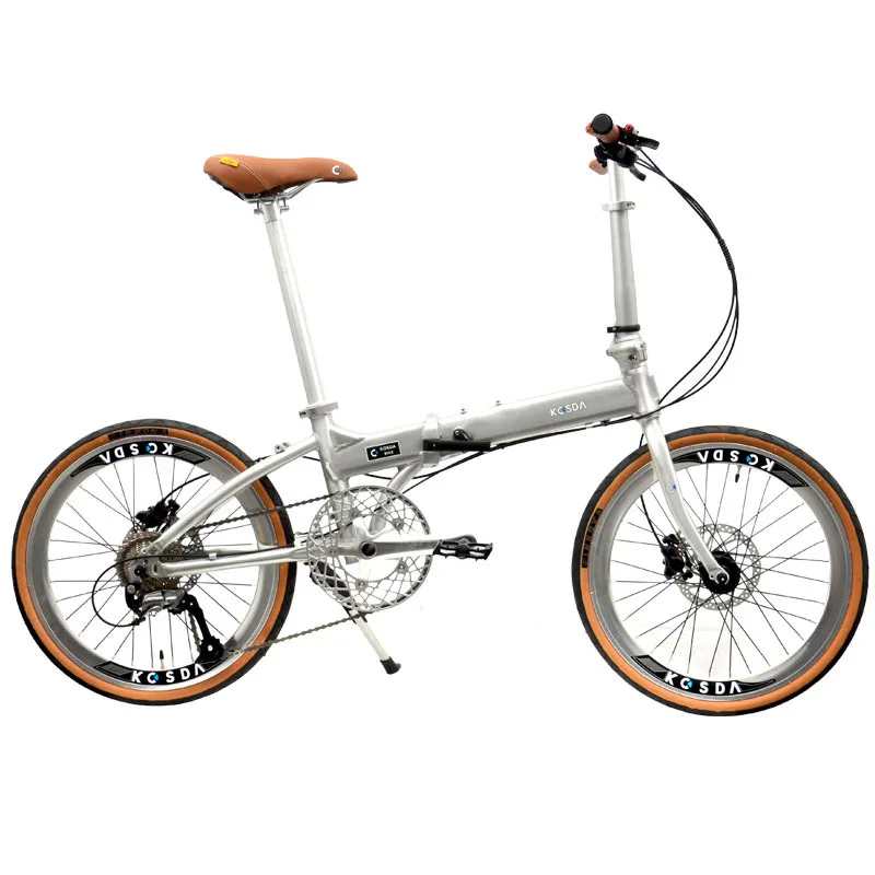 Aluminum Alloy Folding Bike With Gears, 451 Model, Brushed Silver, Disc Brake, Pedals Included, High-end Folding Bicycle