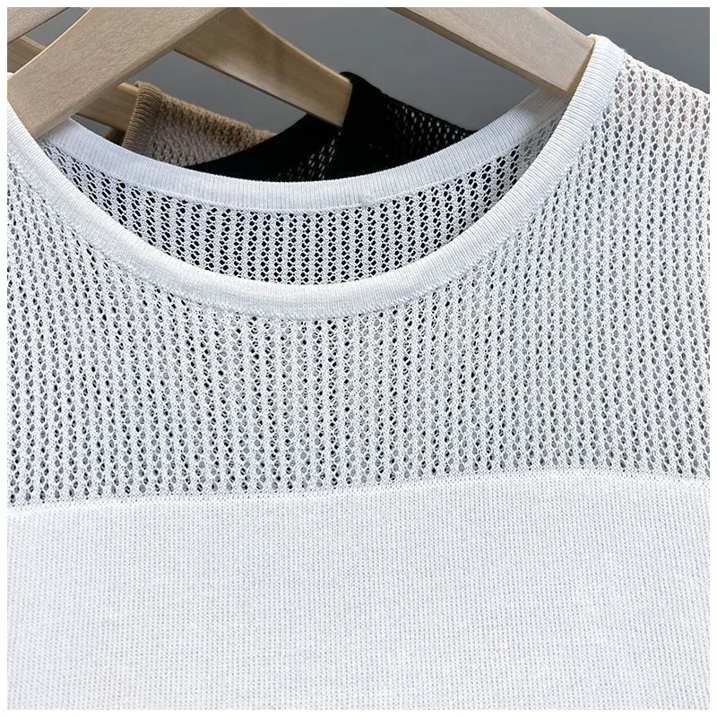 Gilet estivo in seta di ghiaccio sottile lavorato a maglia pullover scavato casual stile coreano moda casual 2025 canotte da donna