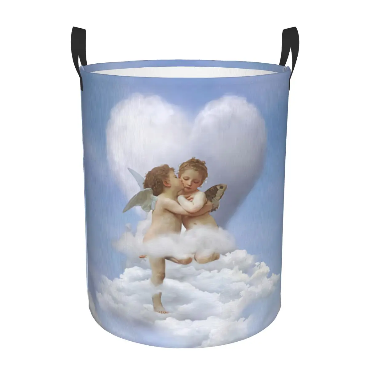 Custom Clouds Angels Kiss Laundry Hamper Large Storage Basket Renaissance Cherub Kids Nursery Toy Organizer