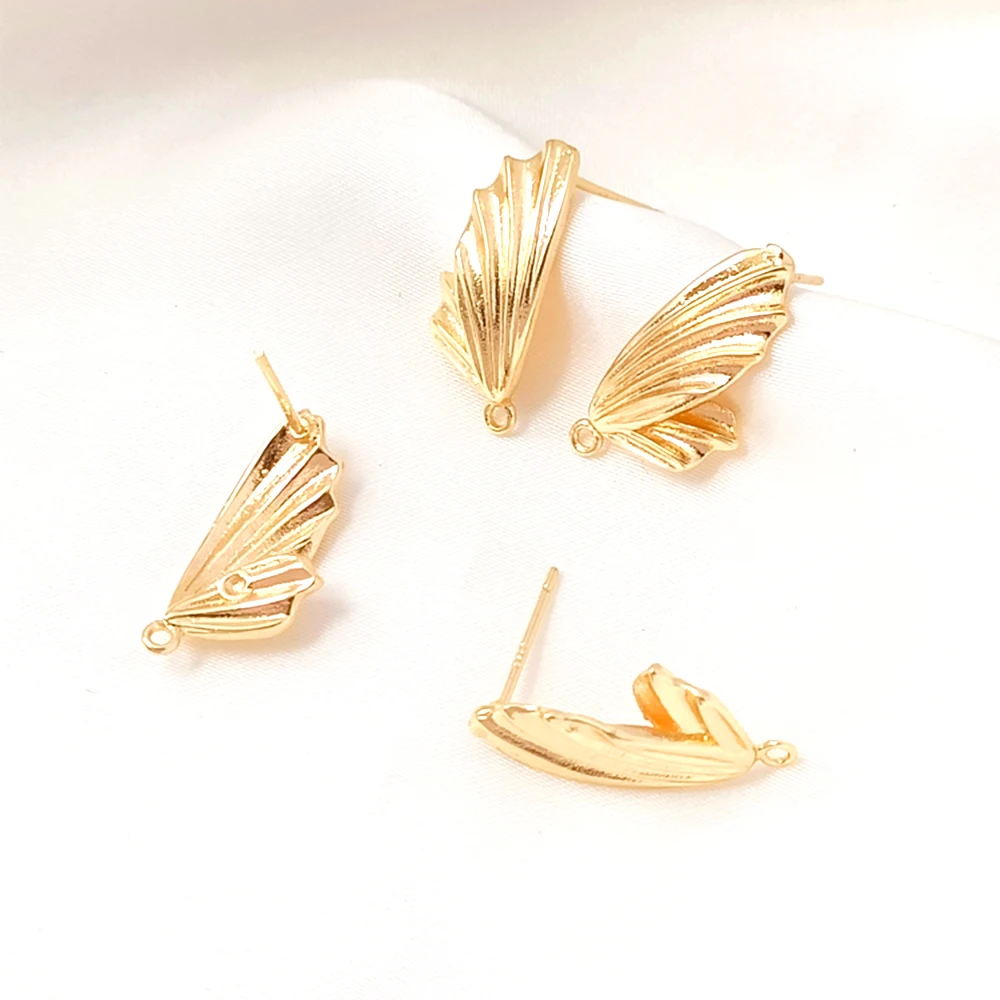14K Gold Package Butterfly Wing Shaped Earrings with Hanging Rings DIY Jewelry Making Semi-finished Products Accessories