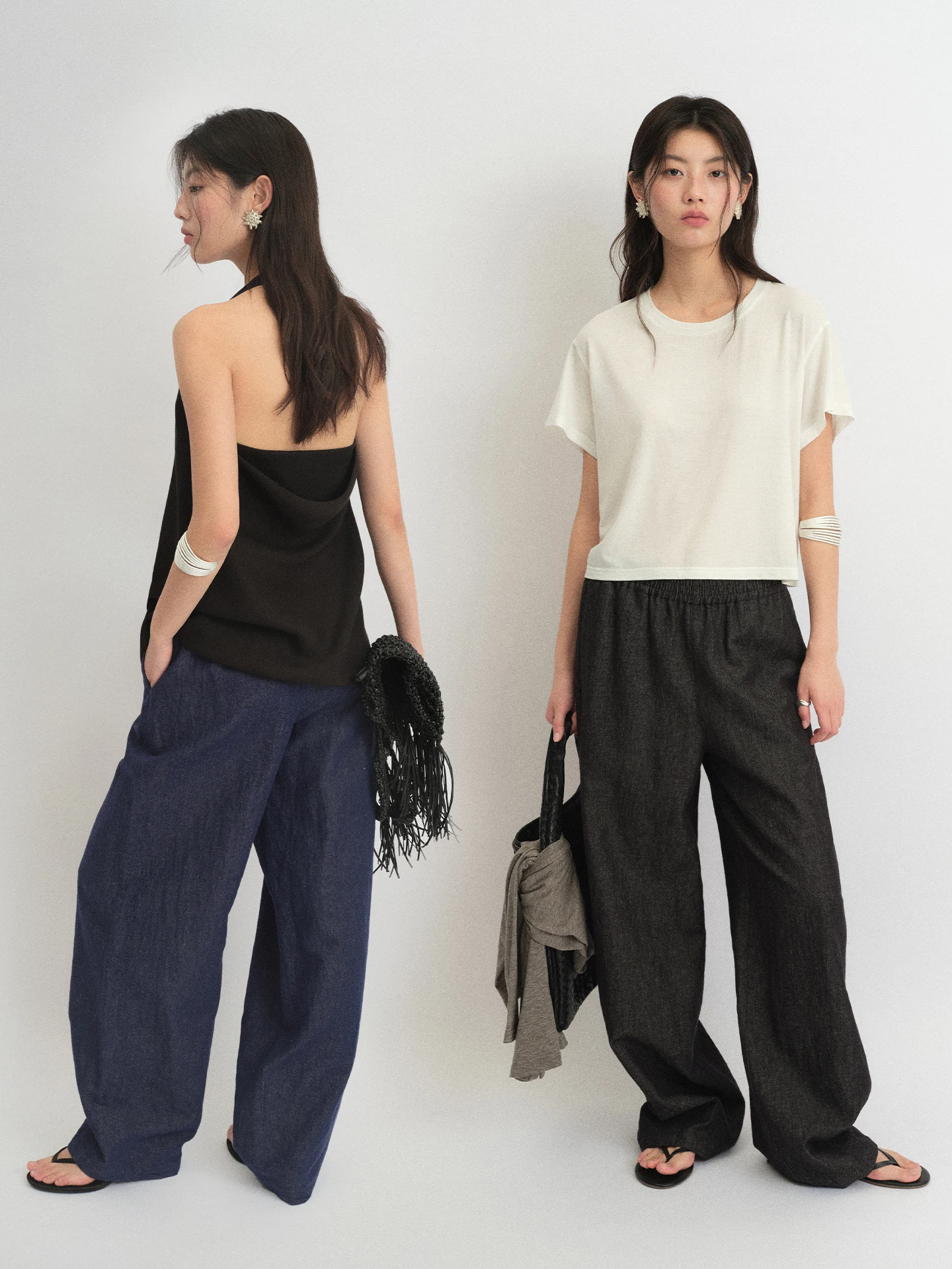 

FANTASYSKINS Hanmace Cotton Enzyme Wash Loose Jeans Elastic Waist Retro Twill Casual Pants Women's Loose Fit Spring Season