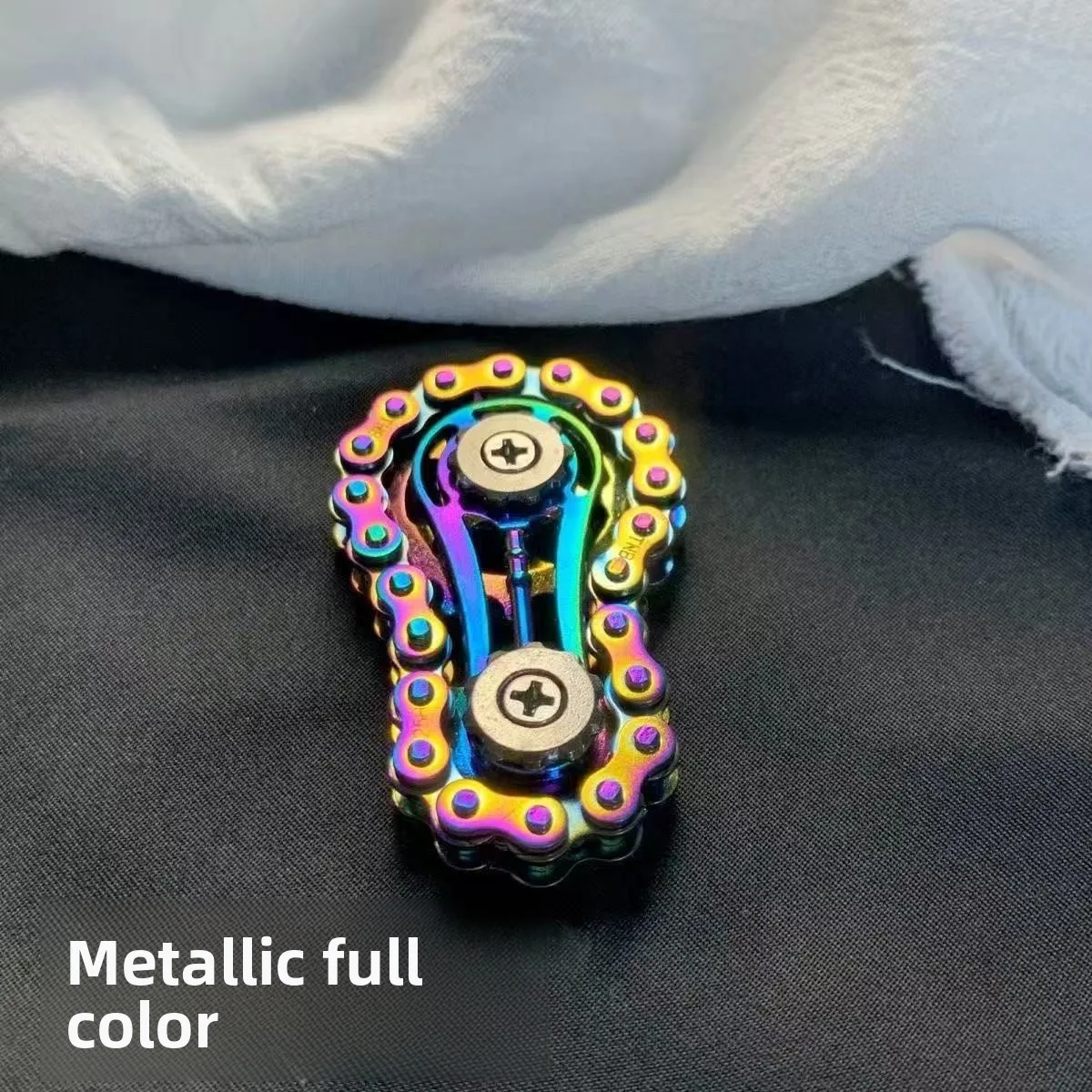 Bicycle Chain Finger Spinner, Silent CNC Machined Stainless Steel Gear Fidget Toy for Adults, Office Stress Relief & Focus Tool,