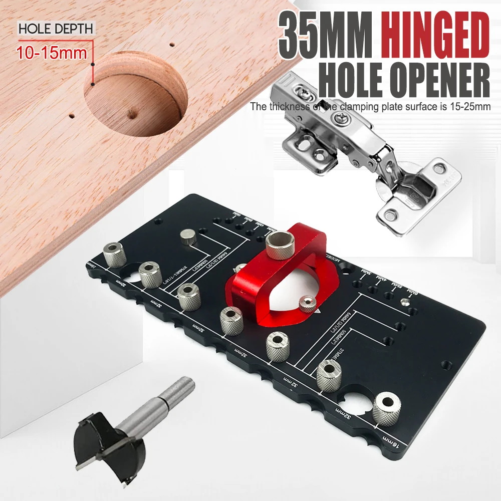 35mm Concealed Hinge Jig  Aluminum Drill Guide  3-6mm Hinge Offset for Shelves Cabinet Wardrobe Handle