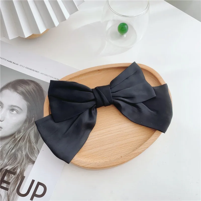 Lieve Vrouwen Kinderen Meisje Lente Clip Boog Elegante Chique Paardenstaart Clip Barrettet Retro Satijnen Strik Haarclip Meisje Hoofddeksels Accessoires