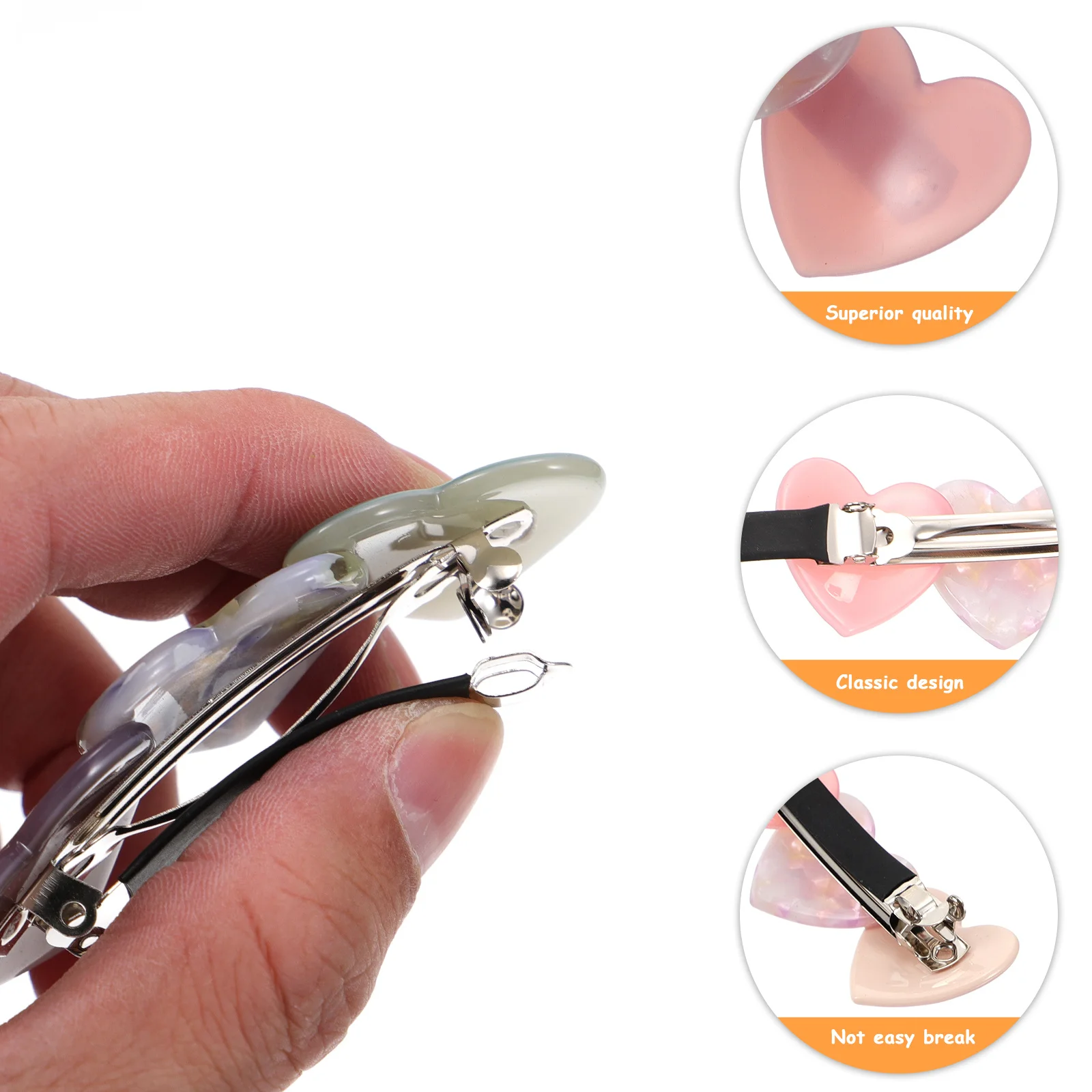 

3pcs Love Clip Spring Thick Hairpin For Women Automatic Barrette Love Heart Hair Clip Accessories Elegant Hair Ornament
