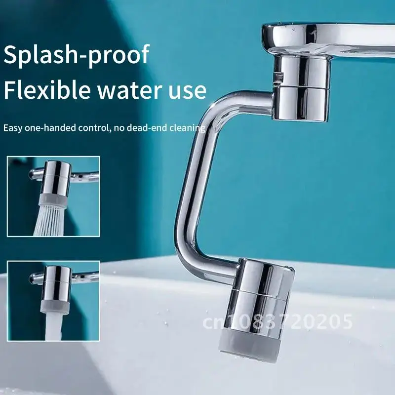 1080 degree rotating faucet extender metal U shaped robotic arm universal dual model Splash-proof filter faucet home bathroom