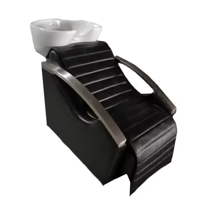 Modern Leather Commercial Salon Shampoo Chair with Basin and Shampoo Station for Apartment Use Jin Run Hong Model 008
