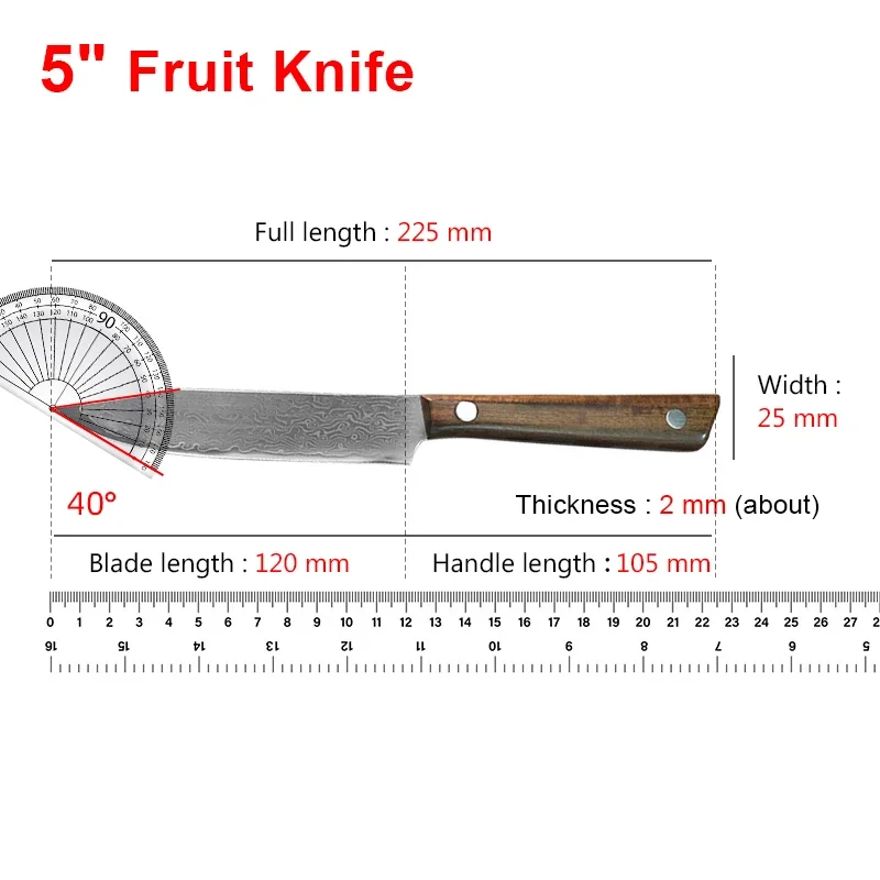 Damascus Knife Cleaver Meat Vegetables Slicing Fruit Kitchen Knives Chef Boning Knife Damascus Steel Wooden Handle Paring Knife