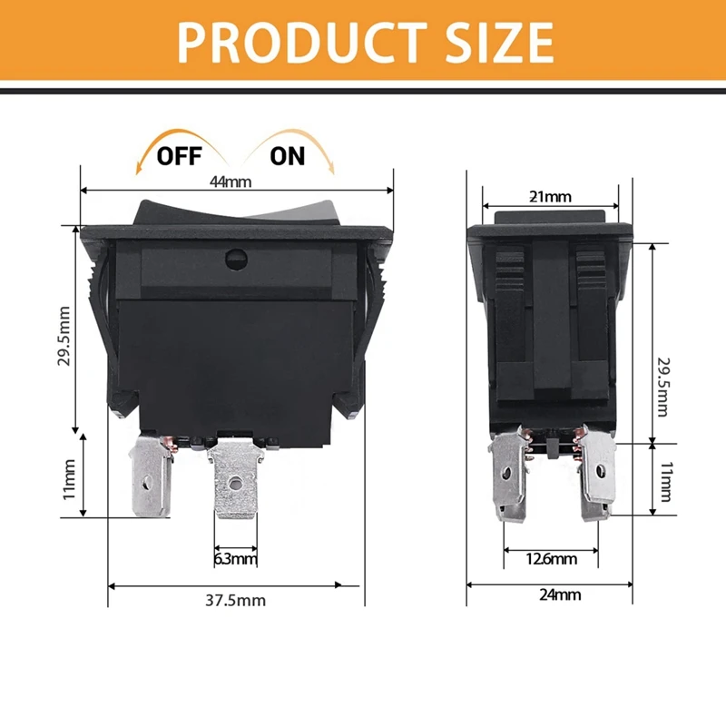 Przełącznik On-Off 12V 20A 4-pinowy DPST Panel przełącznika kołyskowego Przełącznik światła RV do przyczep kempingowych KCD2-7-201-B1-DZ