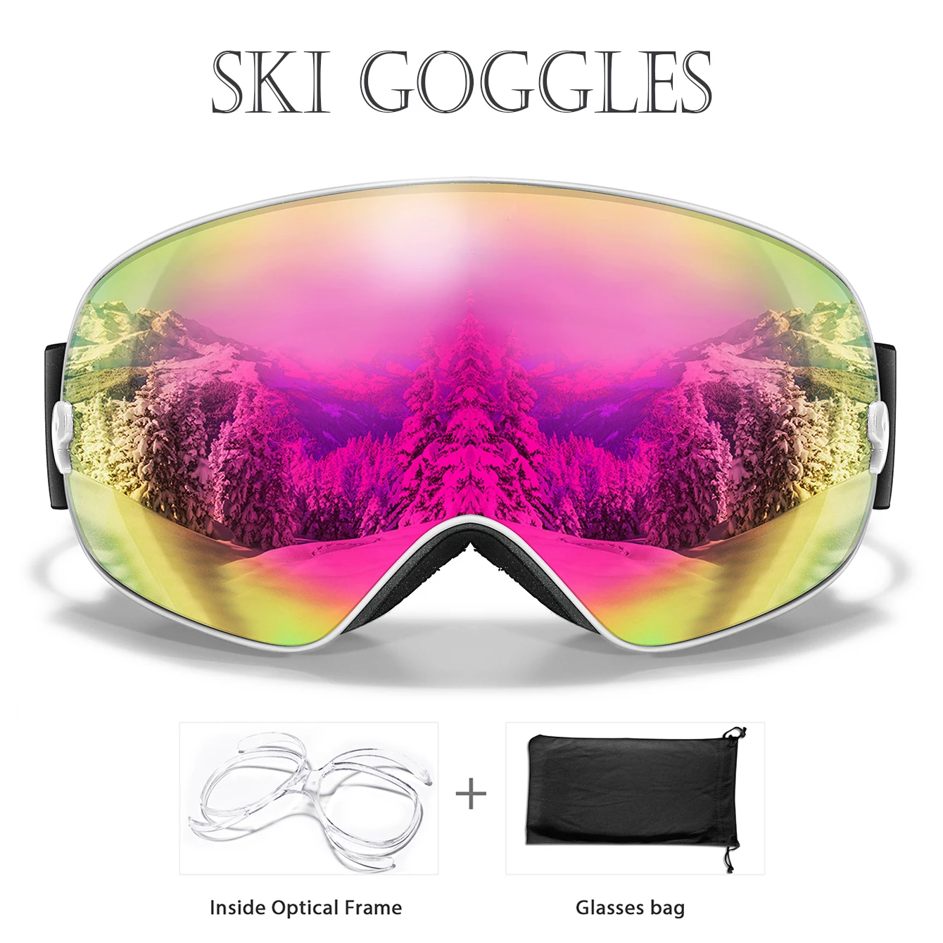 Lens Anti-Fog Ski Goggles for Men Women - Skiing Snowboard Outdoor Sports UV Protection