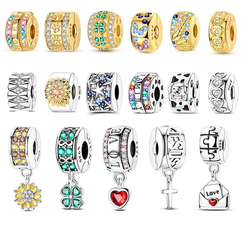 

New In 925 Sterling Silver Spacer Beads Cat Elephant Charms Fit Original Bracelet Women Jewelry Party Gift