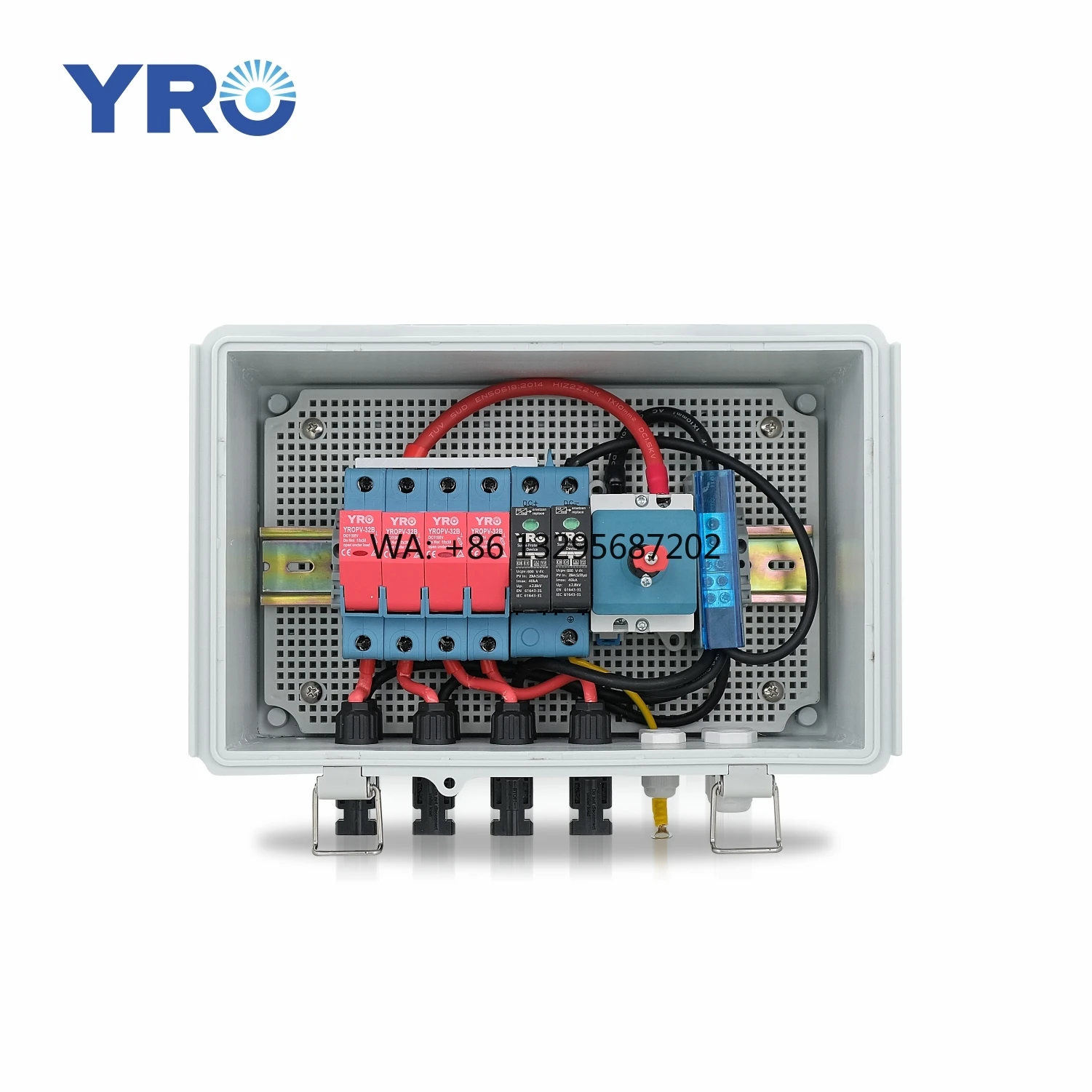 

YRO Solar Pv Strings Dc Combiner Box 4 String 1000V with DC Isolator Switch Hot Sale for Solar Pv Safety