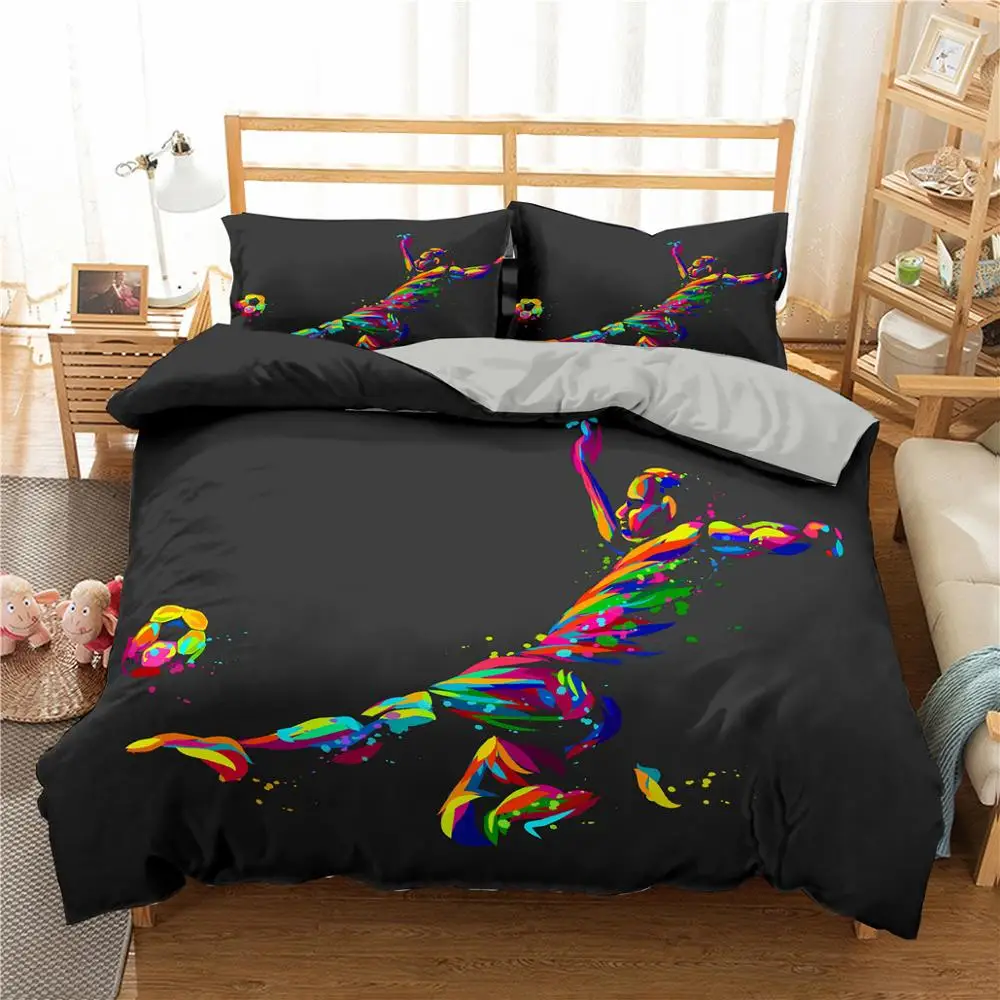 Luxury Basketball Football Printed Bedding Set Queen King Quilt Cover Pillowcase Sport Duvet Cover Polyester Comforter Cover