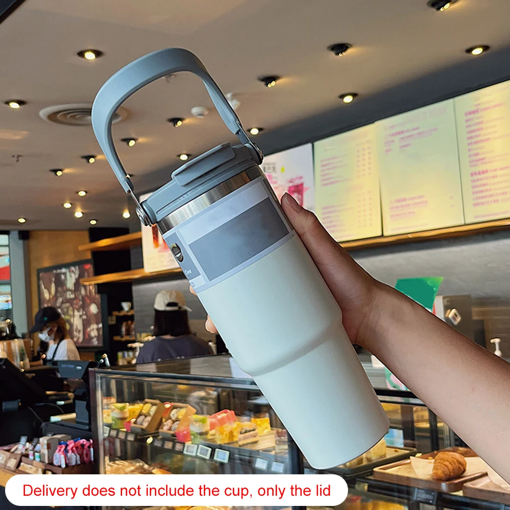 Replaceble Tumbler Flip Straw Lid with Handle Spill Proof Dustproof Tumbler Lid Splash Resistant for Stanley 20/30oz Cup