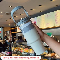 Replaceble Tumbler Flip Straw Lid with Handle Spill Proof Dustproof Tumbler Lid Splash Resistant for Stanley 20/30oz Cup