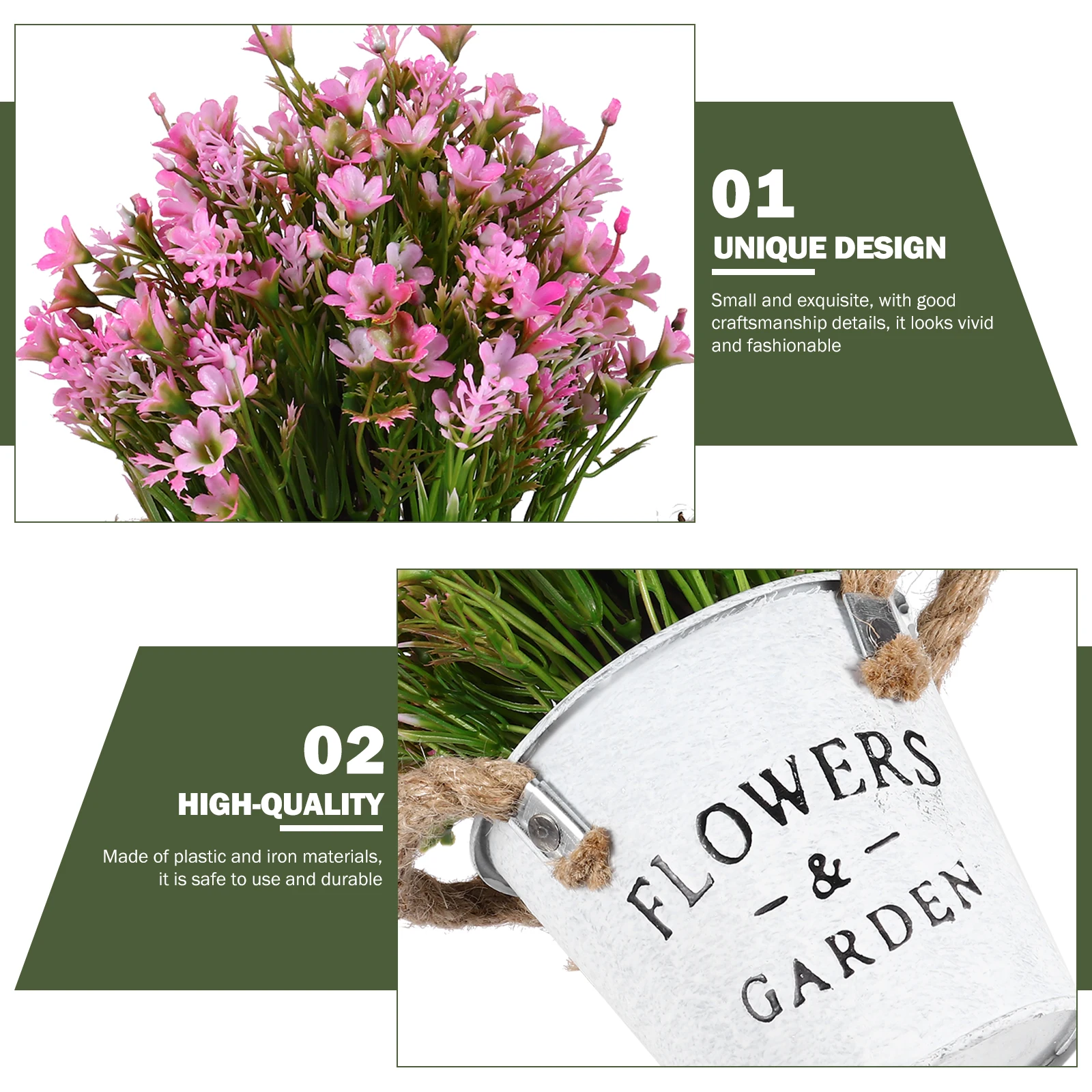 

4Pcs Creative Vivid Simulation Flower Bonsai Artificial Potted Plant Ornament for Home Office Shop Hotel Natural Decoration
