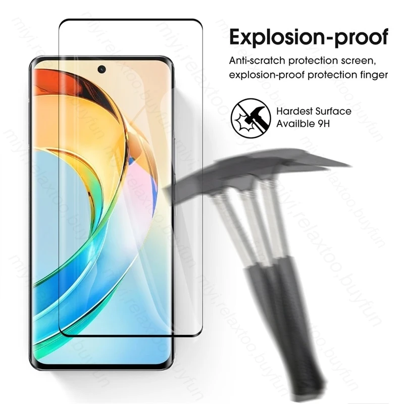 2In1 Tempered Glass For Honor X9b 5G 9D Curved Edge Screen Protectors Camera Lens Film Cover HonorX9b Honar Honer X9b X9 b X 9b