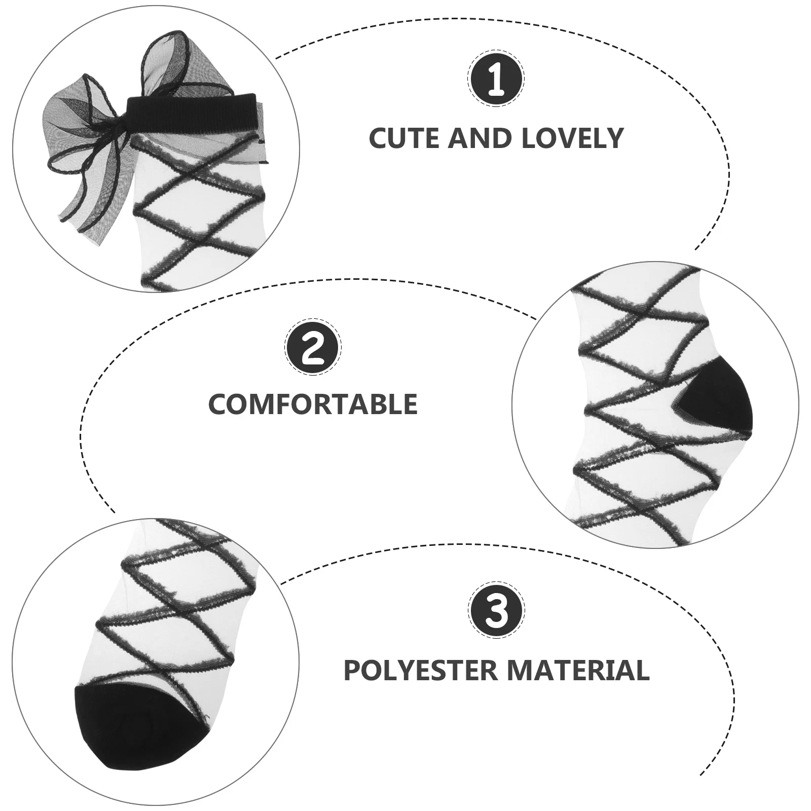 

1Pair Butterfly Knot Socks for Women Cute Lace Mesh Bow Design Stylish Thin Summer Socks Fashion Dress Accessory