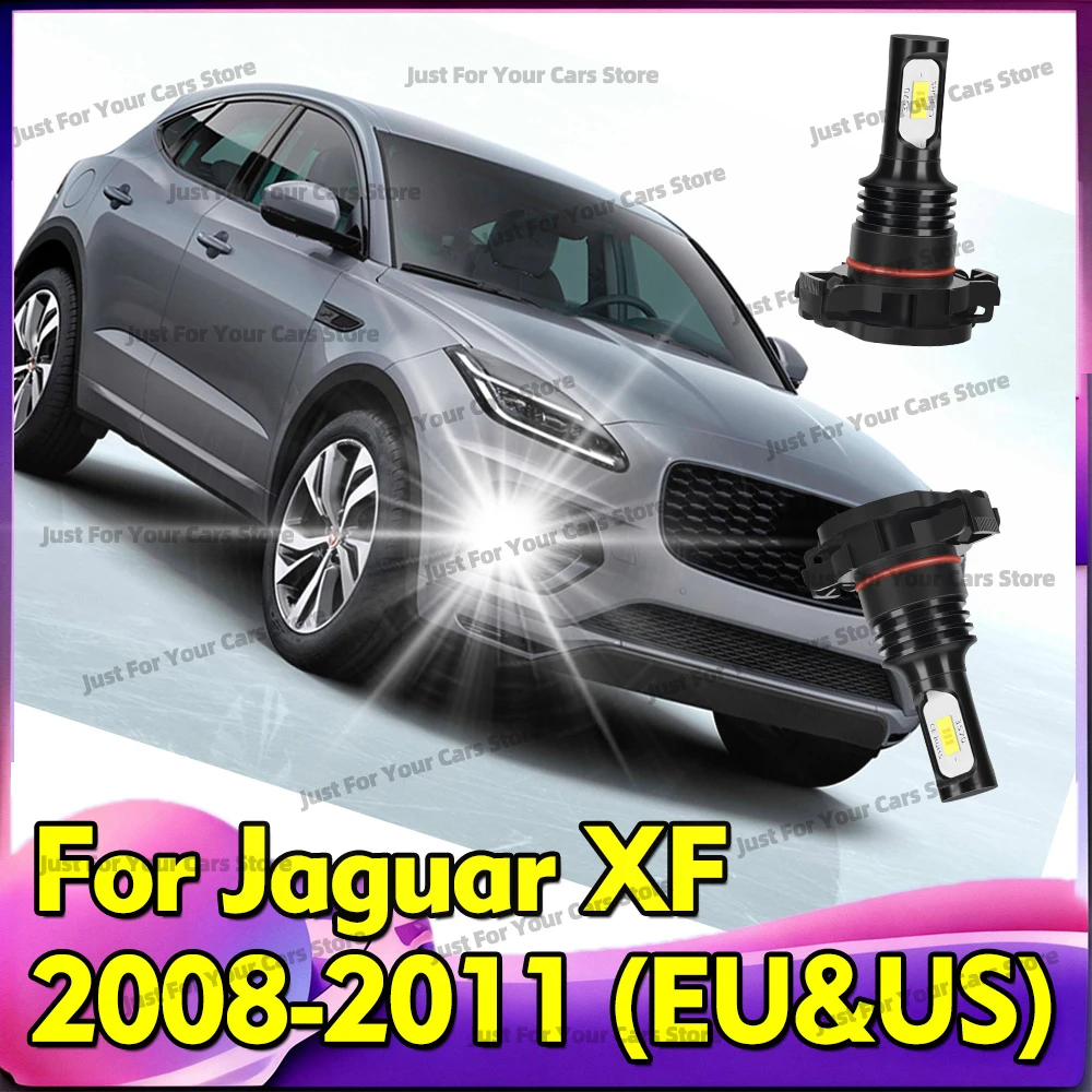2Pcs 6000K White LED DRL Fog Light 12V Auto Lamp PS24W 5202 H16(EU) Light For Jaguar XF 2008 2009 2010 2011 (EU&US)