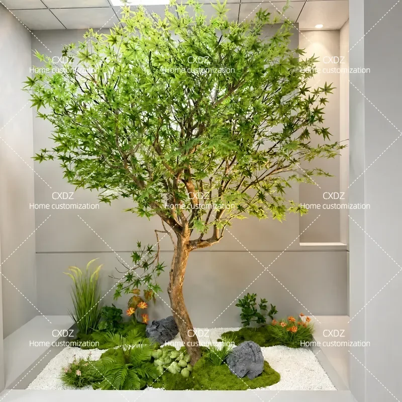 Large Artificial Green Maple Tree Fake Plant Indoor Decoration Window Landscaping Ornament Home Office Decor Simulation