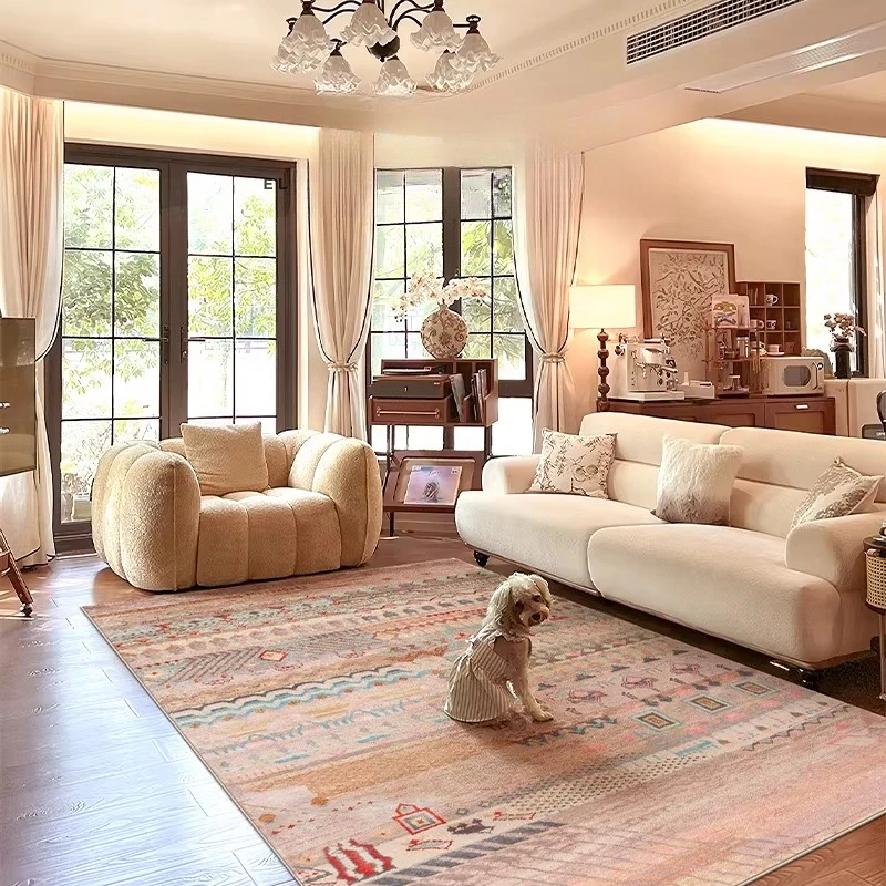 French Vintage Bohemian Persian Moroccan Ethnic Style Machine Washing Folklore Living Room Bedroom Bedside Carpet