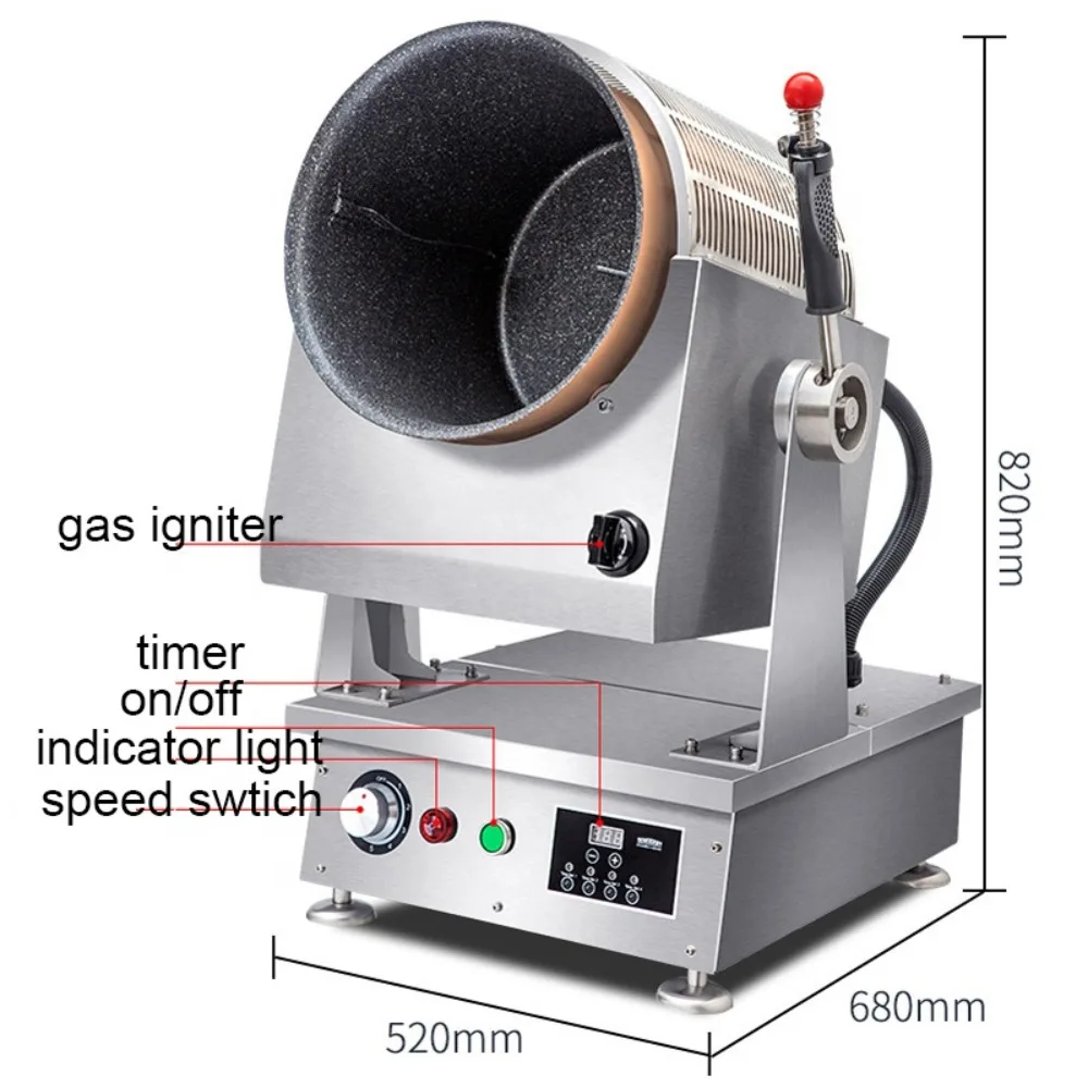 Smart gas/electric wok with automatic timer for Asian cuflour mills