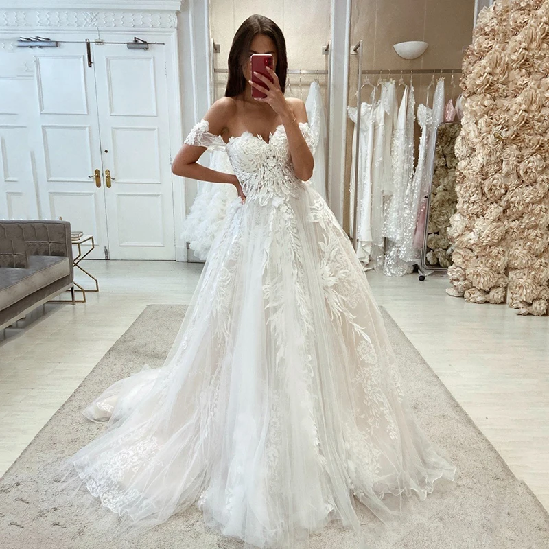 Eightree-vestidos de novia elegantes de corte en A, traje de novia bohemio con apliques de playa, vestidos de novia blancos de noche con escote Corazón, talla grande, 2023