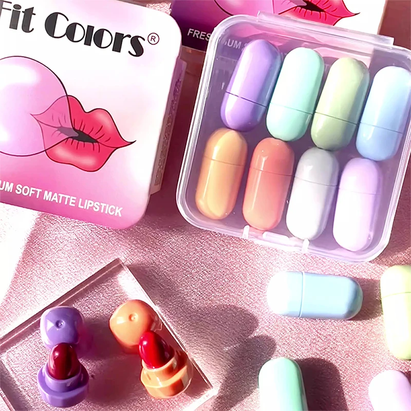 8-color mini matte lipstick set easy to color durable lip color soft fog lovely lipstick set