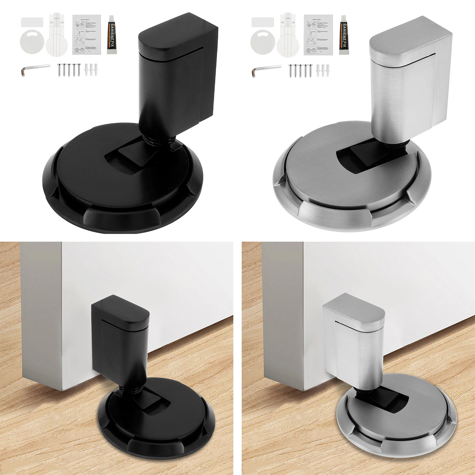 

Mechanical Floor Door Stopper Zinc Alloy Indoor Windproof Door Stop Adjustable Height Door Holder No Drill Door Stop No Magnetic