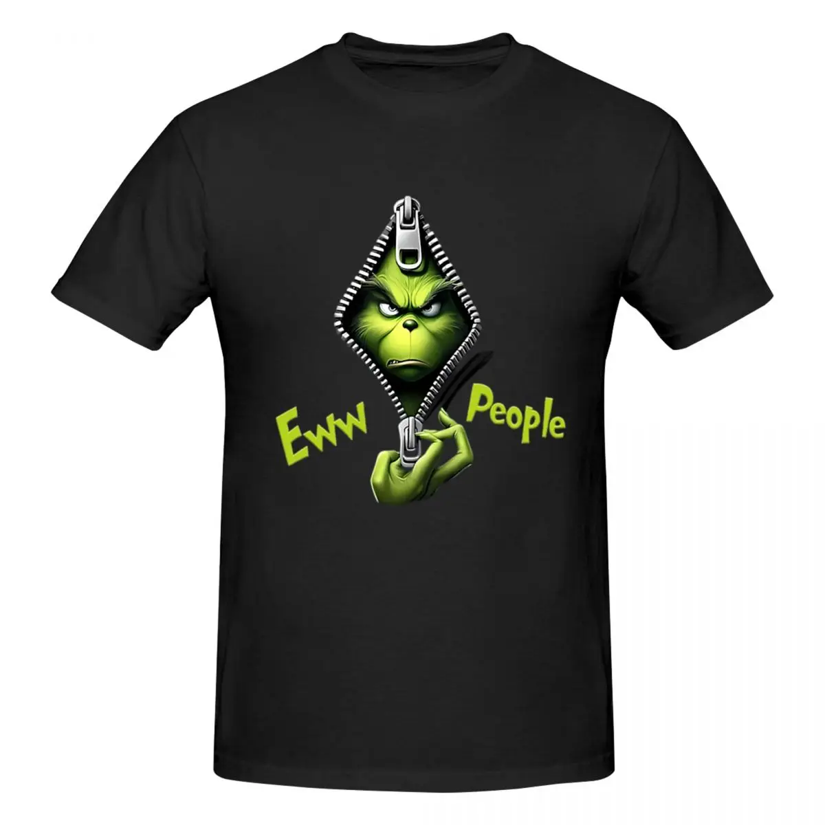 Ew People Grinch, Grinch Open Zipper Men T-Shirt Classic Oversized T Shirts Men's Round Neck Cotton Tees Short Summer Male