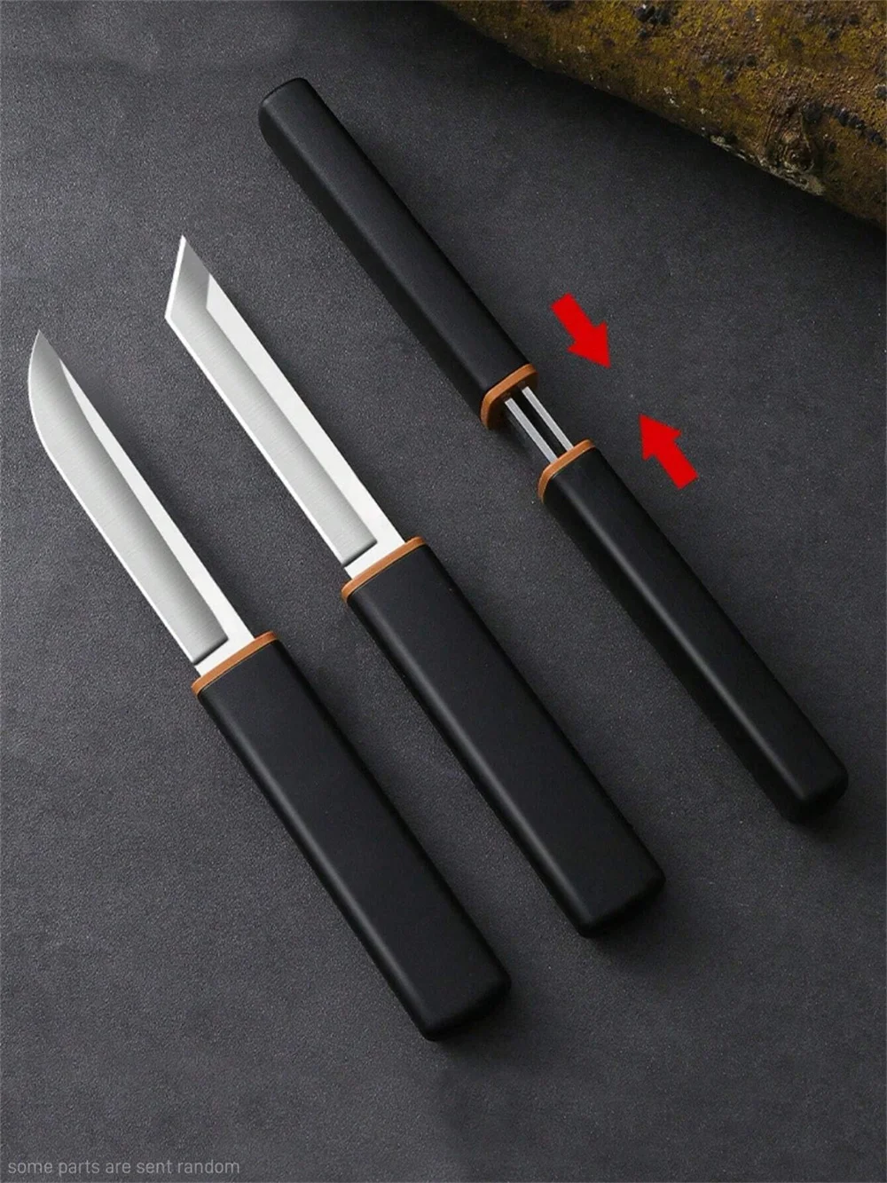 Fixed Blade Knife 1 Pair High Carbon Stainless Steel Dragon & Phoenix Design Knife with Black Handle Outdoor EDC Survival Tool