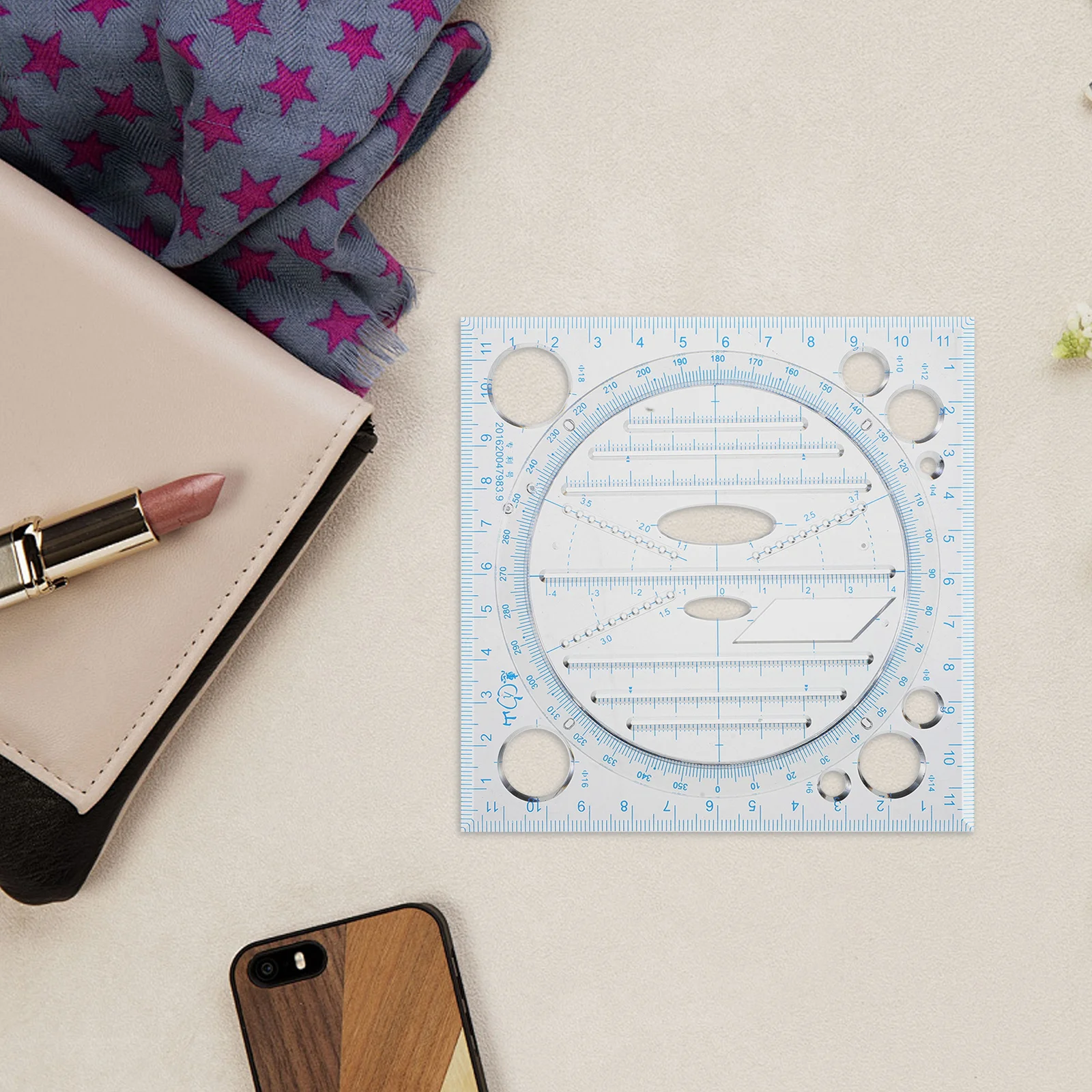 Multifunctional Drawing Ruler Plastic Geometric Circle Template Precision Measurement Tool for Students Engineers School