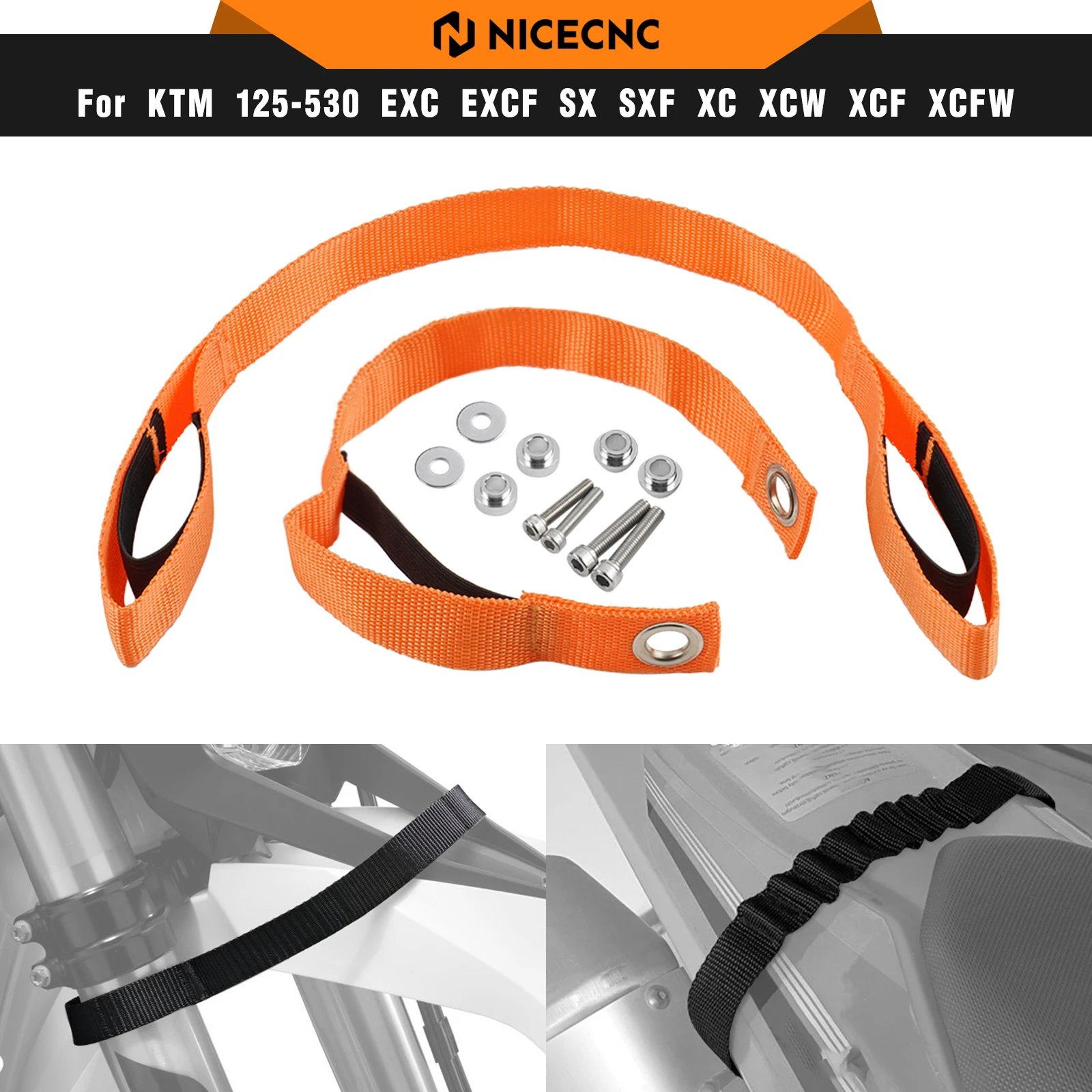 

NICECNC For KTM EXC 300 EXC-F 350 SX 125 SXF 450 2004-2015 Front Rear Holding Fender Pull Straps For Husqvarna TE 300 FE 450
