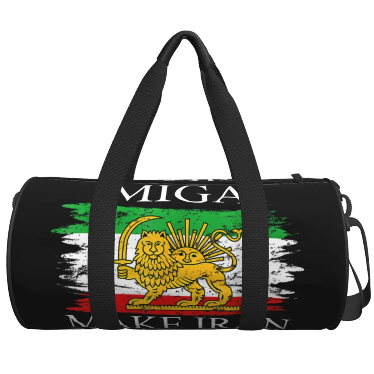 

Male Female Travel Bag Make Iran Great Again Emblem Of Iran MIGA Gift T Gym Bag Large Outdoor Printed Handbag Fashion Sports Bag