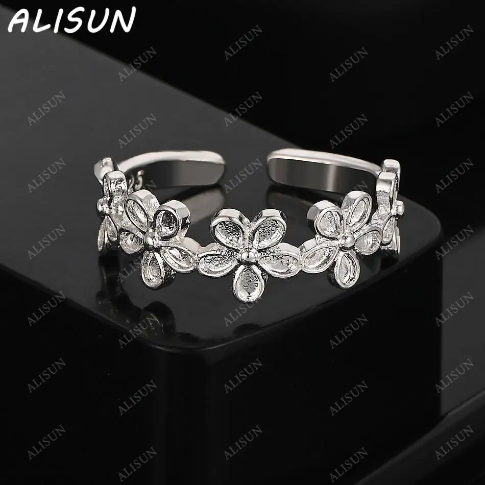 

ALISUN 925 Sterling Silver Flowers Open Ring For Women Fashion Jewelry Charm Grace Noble Wedding Accessories