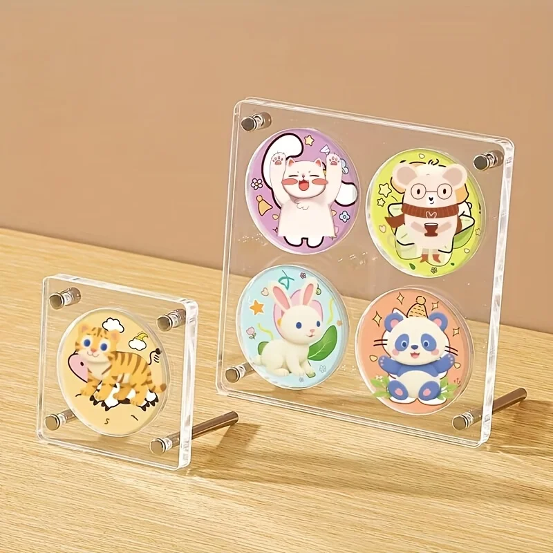 حامل عرض شارة أكريليك لحافظة عرض شفافة مقاس 58 مم مع أنماط متعددة سميكة ومقاومة للغبار لمجموعة الرسوم المتحركة #3