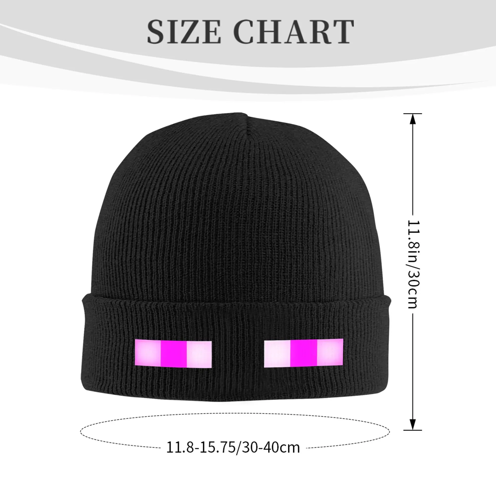Enderman Eyes Game Knitted Hat Beanies Autumn Winter Hats Warm Acrylic  Color Cartoon  Cap Men Women Gift,