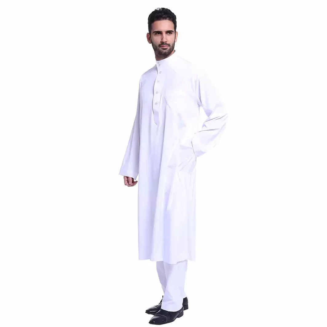 Abaya Muçulmano Robes Set para Homens, Cor Sólida, Dubai, Paquistão, Oriente Médio, Arábia Saudita, Novo Estilo, S-3XL