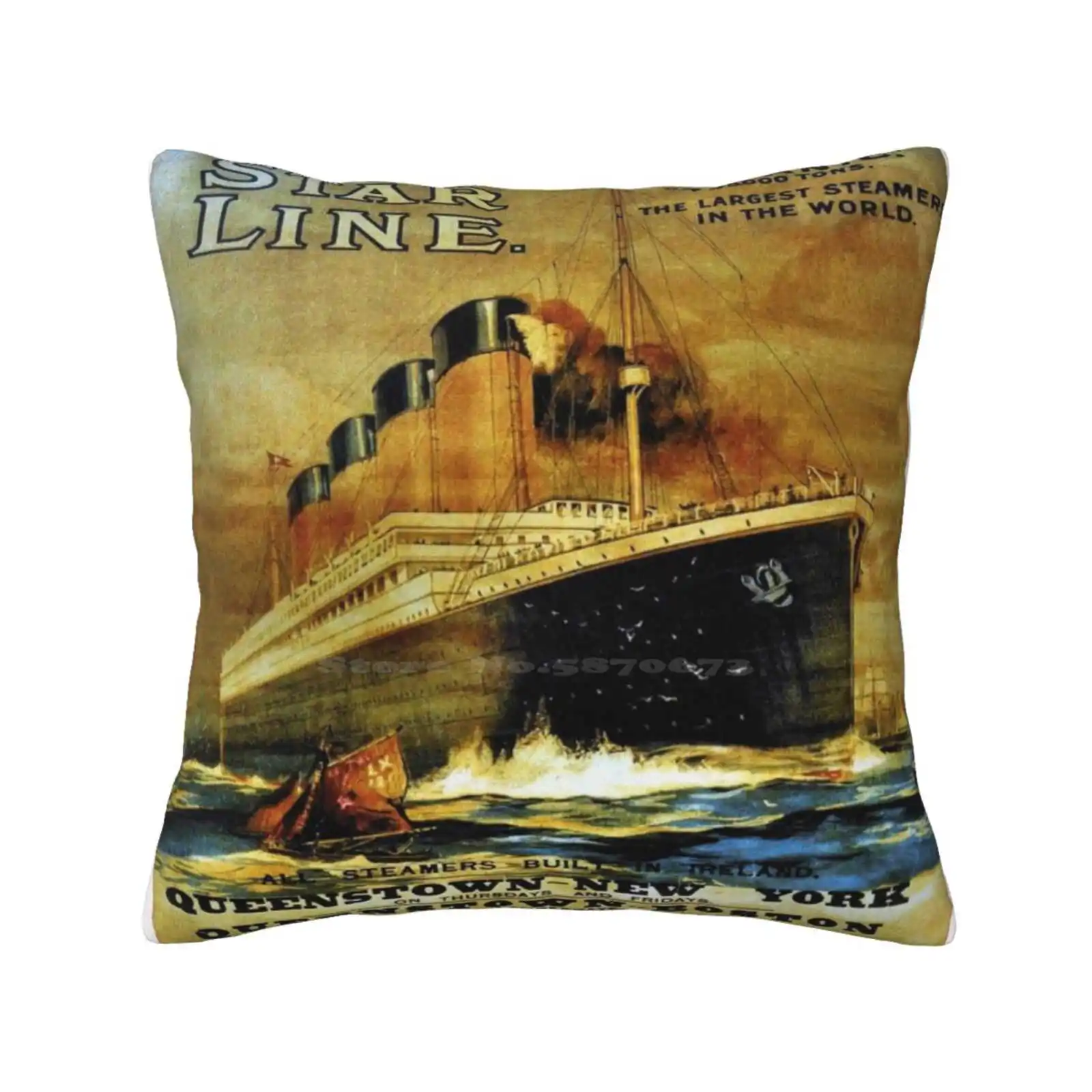 Titanic Sailing Ship Cruise Vintage Poster T-Shirt Soft Comfortable Pillowcase Titanic Sailing Sailing Ship Cruise Vintage