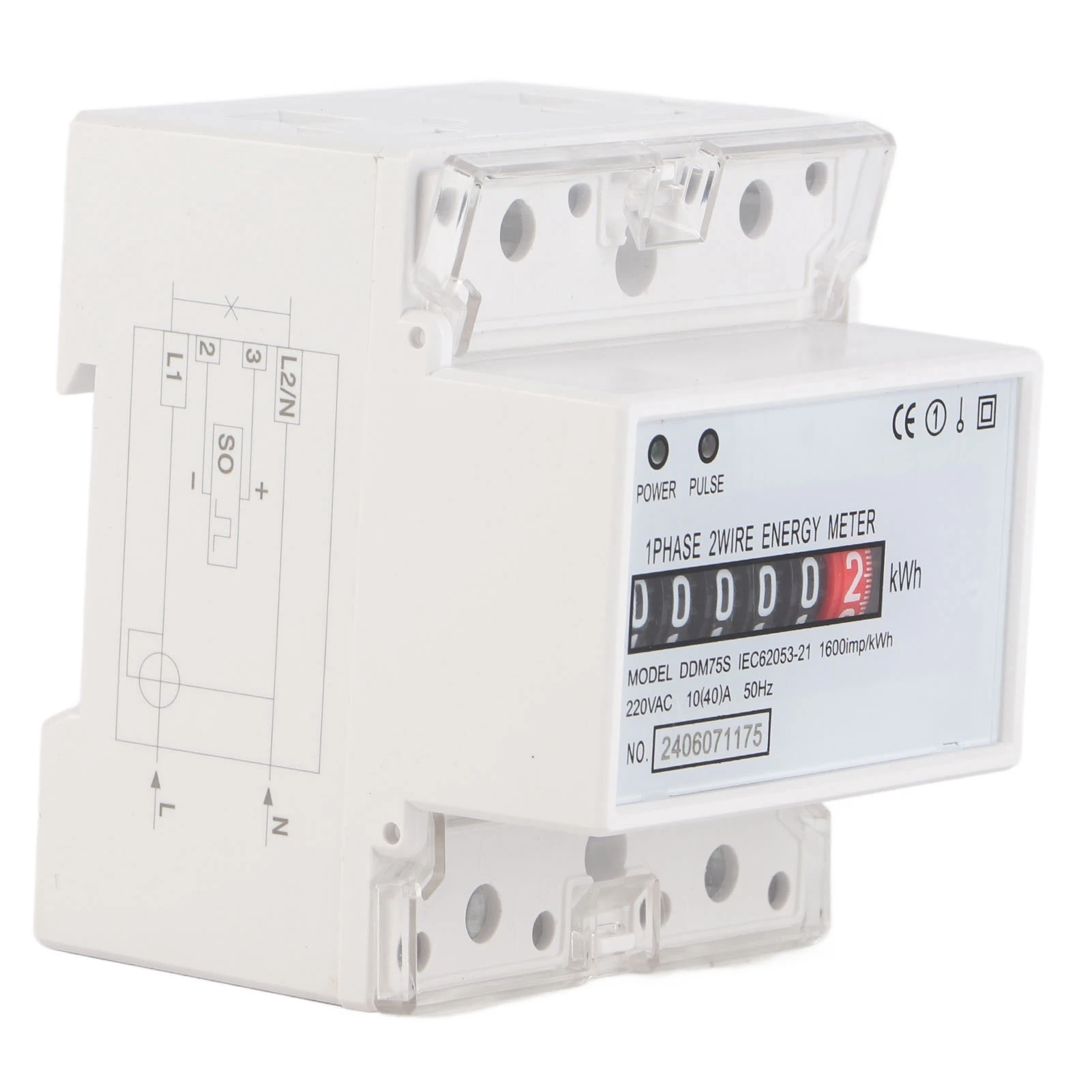 

KWh Meter Single Phase 4P LED Din Rail Electricity Power Consumption Wattmeter Energy Mete DDM75S 10‑40A Electronic KWh Meter