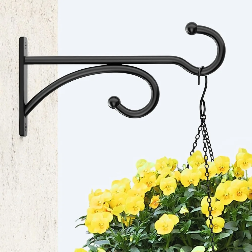 6" Heavy Duty Plant Hanger Hooks, Wall Mounts for Hanging Plants, Baskets, Wind Chimes, Bird Feeders, Lanterns, Bird Houses (Black, 2-Pack) - view 2